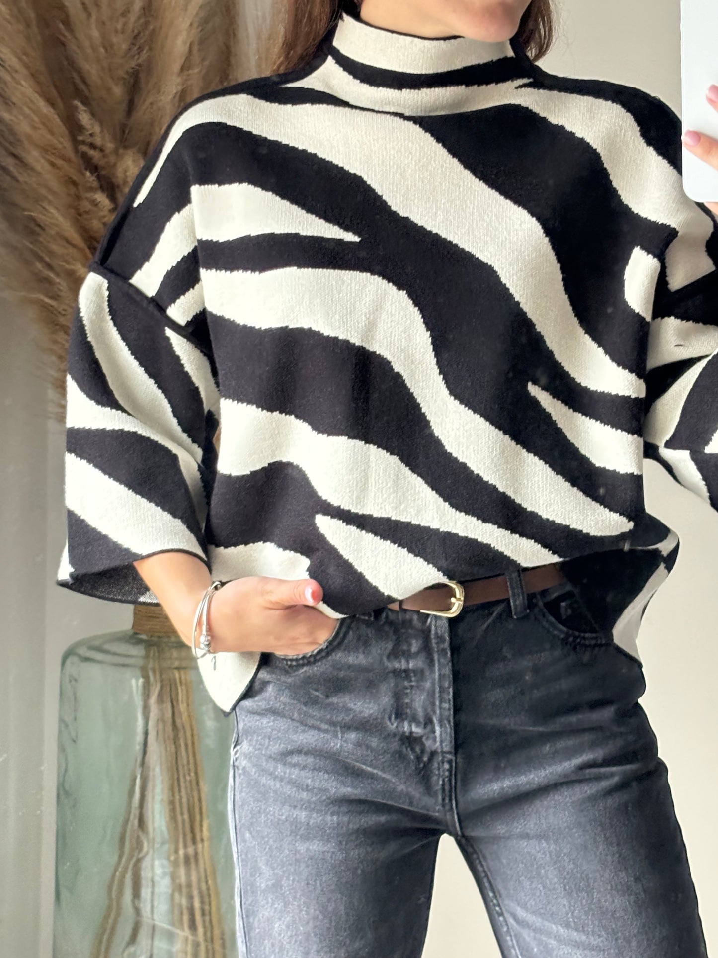 Pull zébré doux