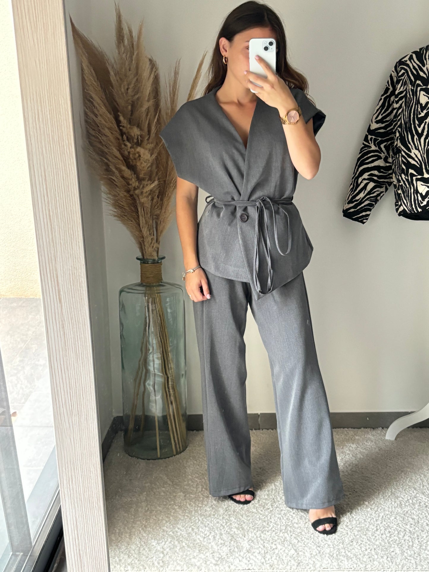 Ensemble coupe kimono gris