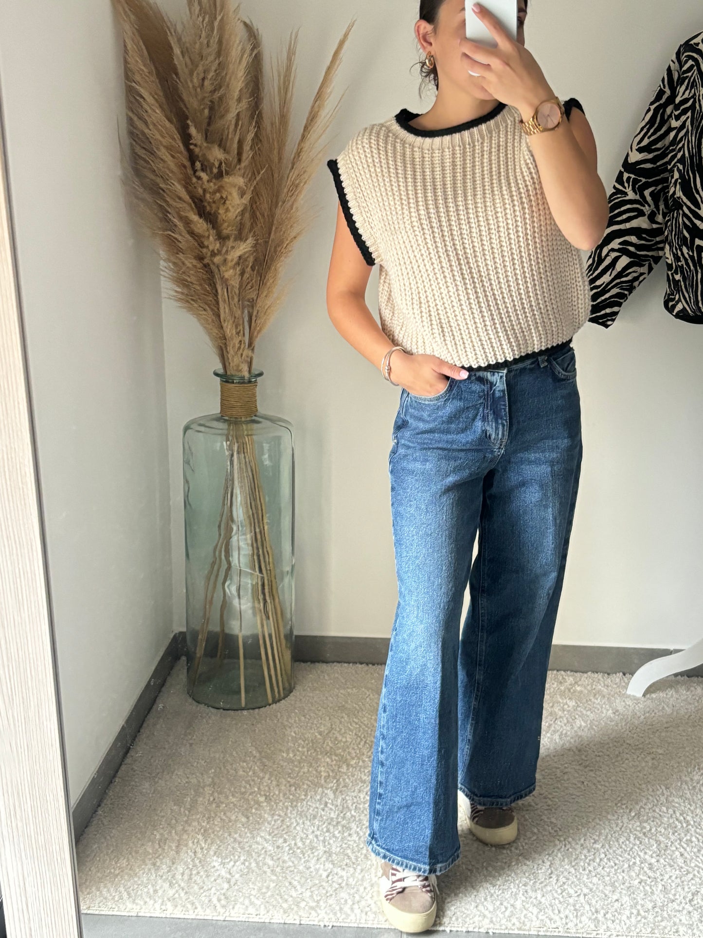 Pull sans manche « Gaby » beige