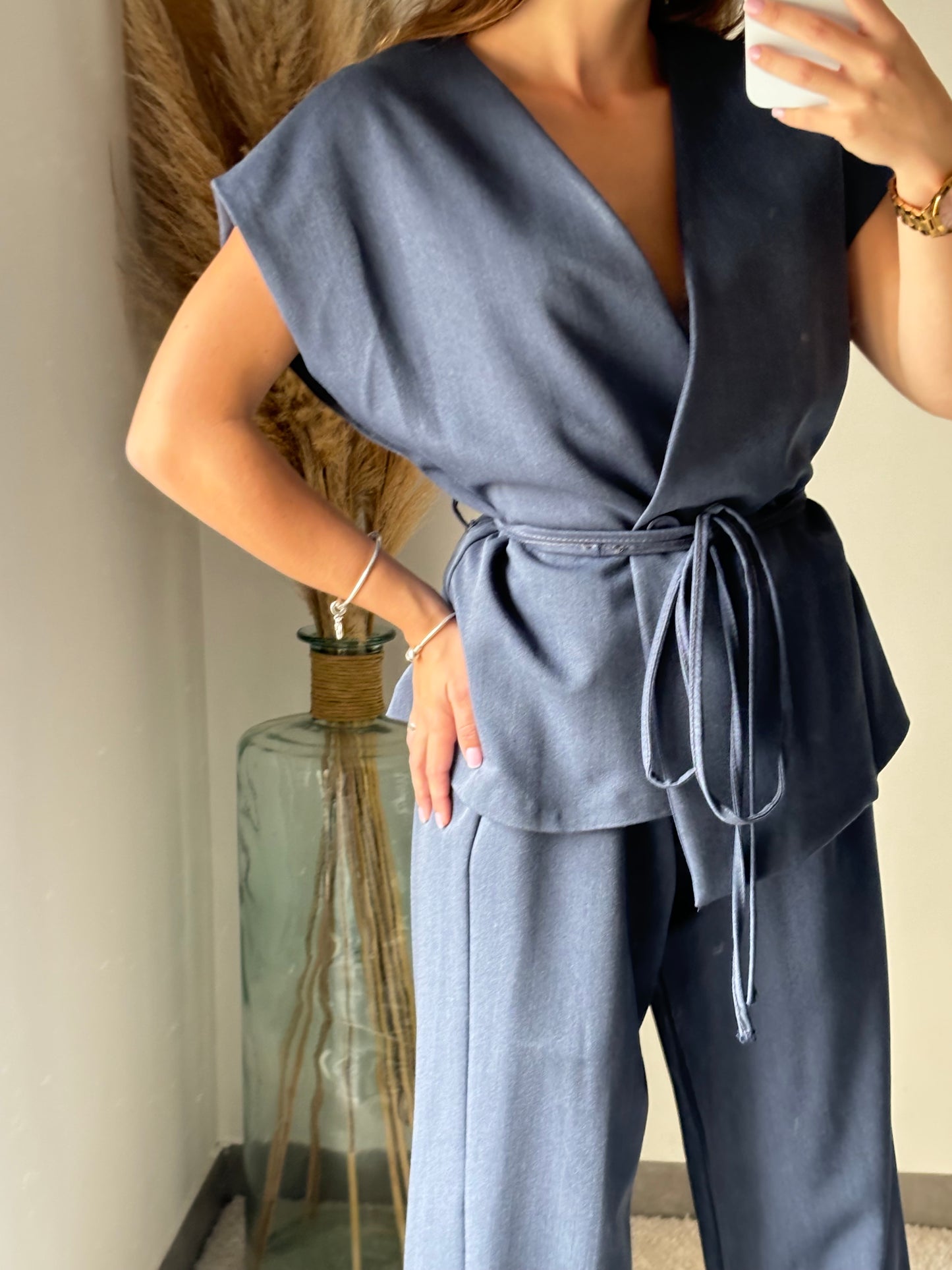 Ensemble coupe kimono bleu