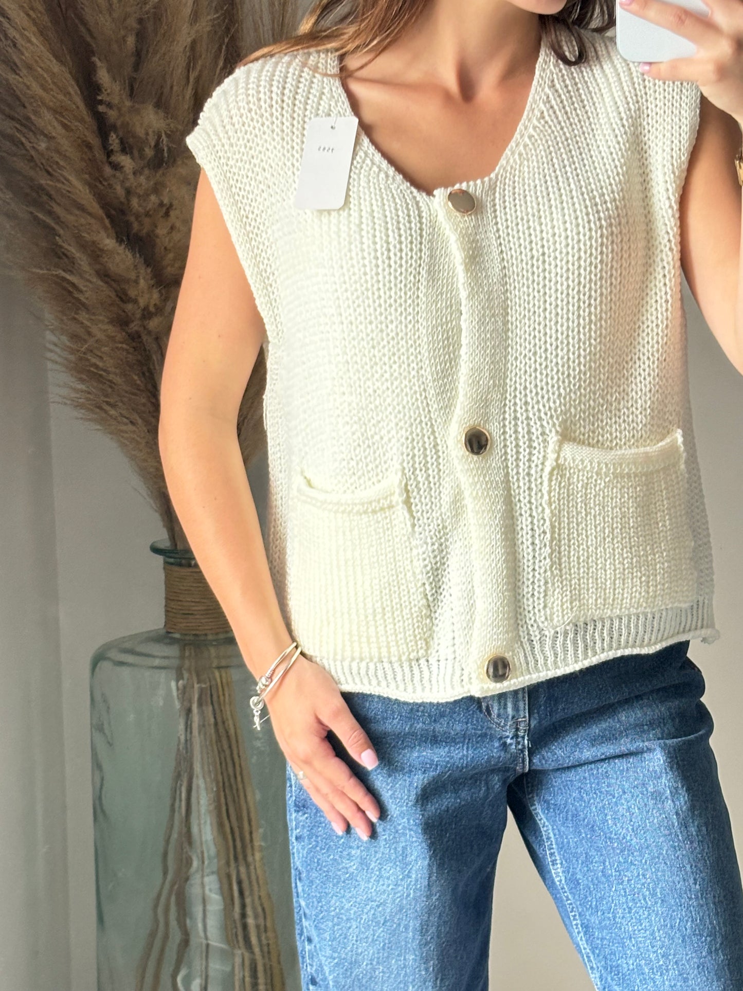 Gilet sans manche « Manon » blanc/crème