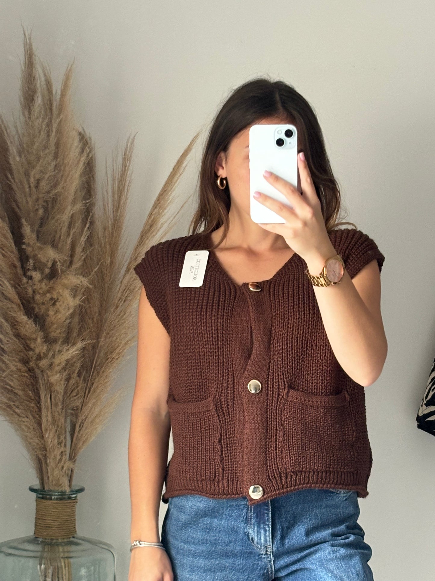 Gilet sans manche « Manon » marron
