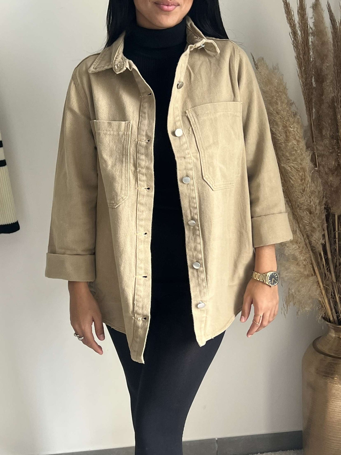 Veste chemise beige