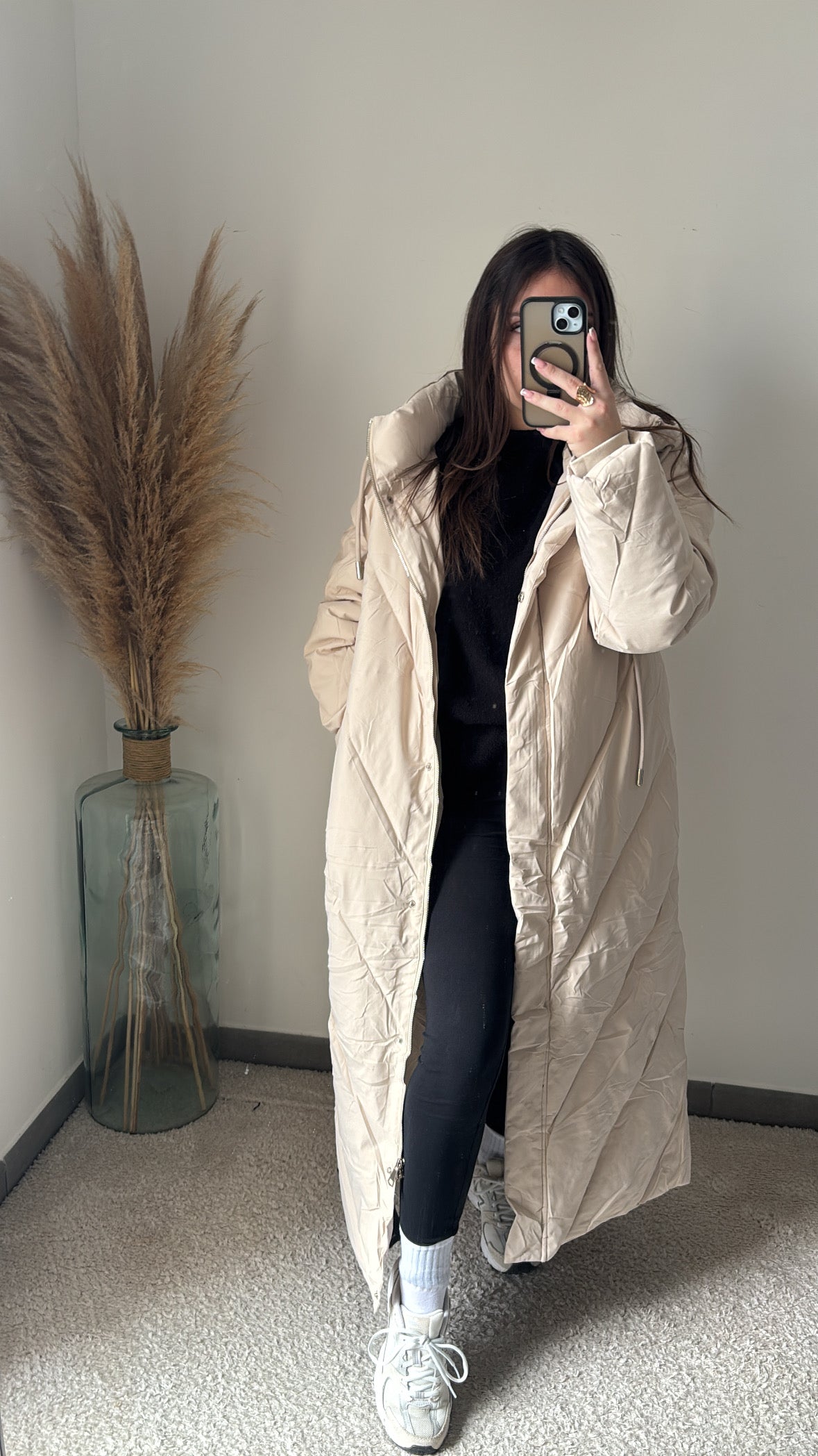 Doudoune longue beige