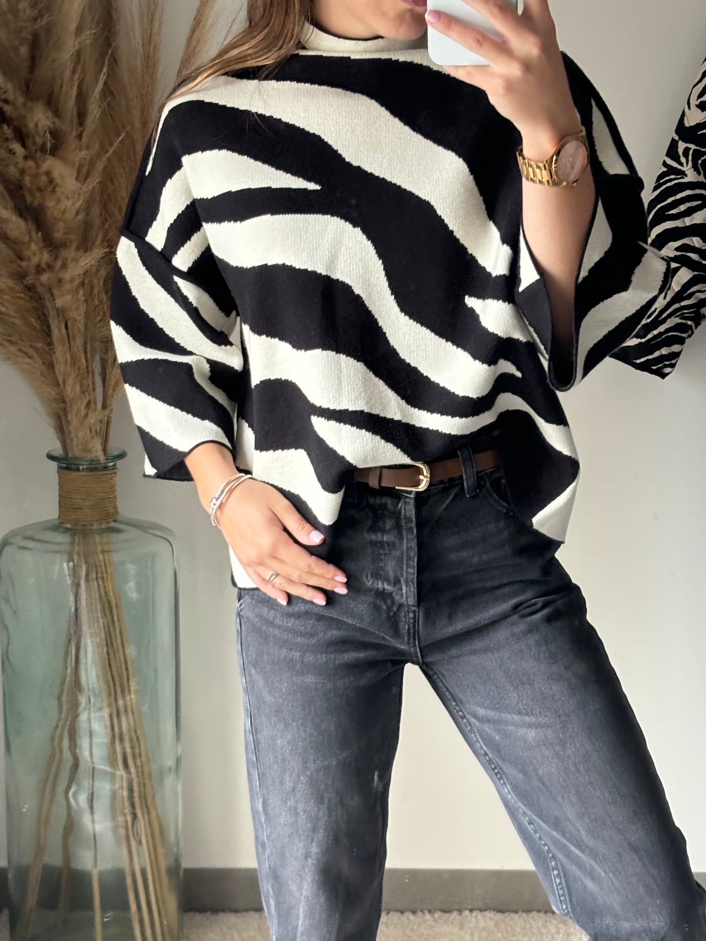 Pull zébré doux