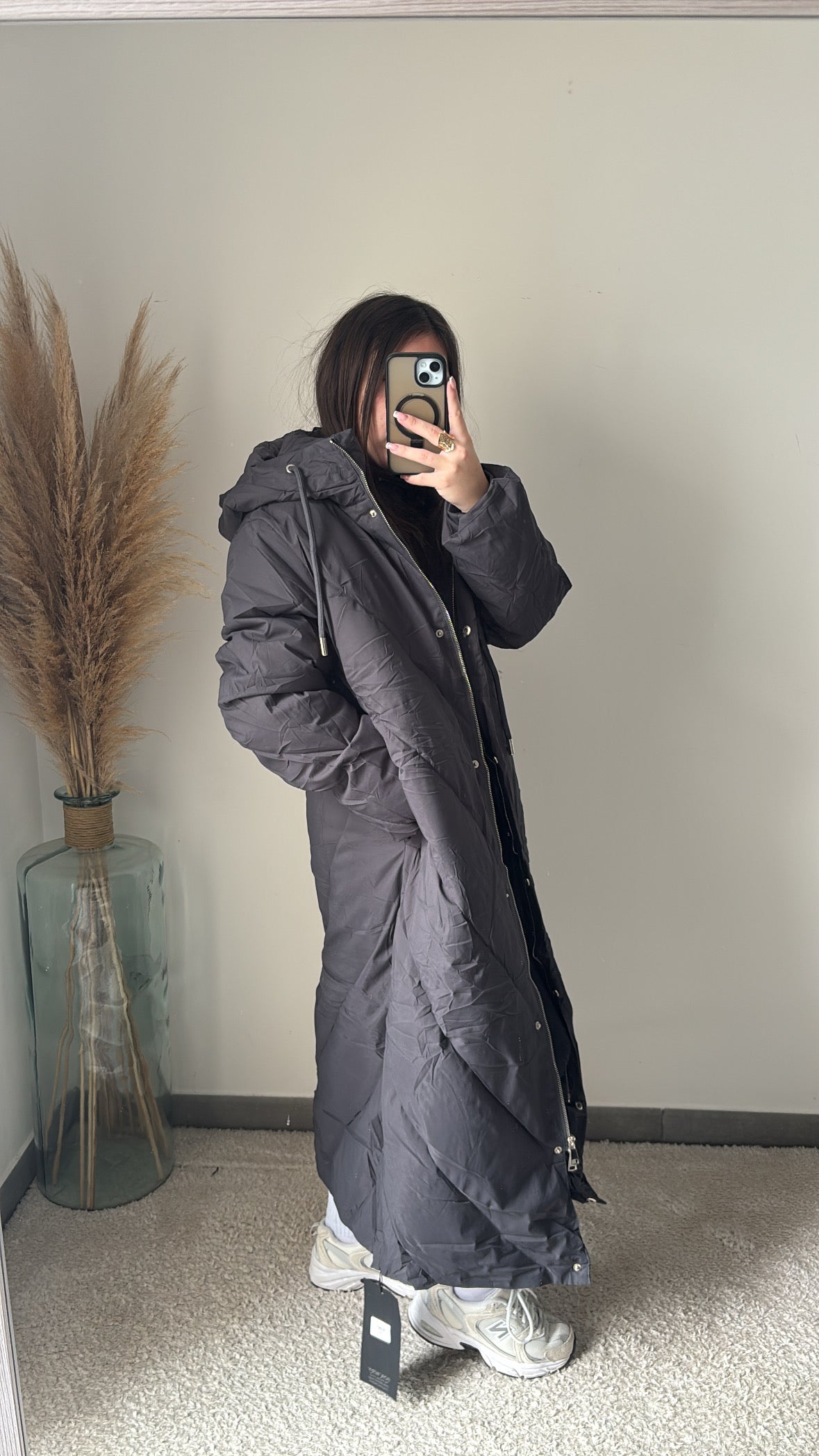 Doudoune longue grise