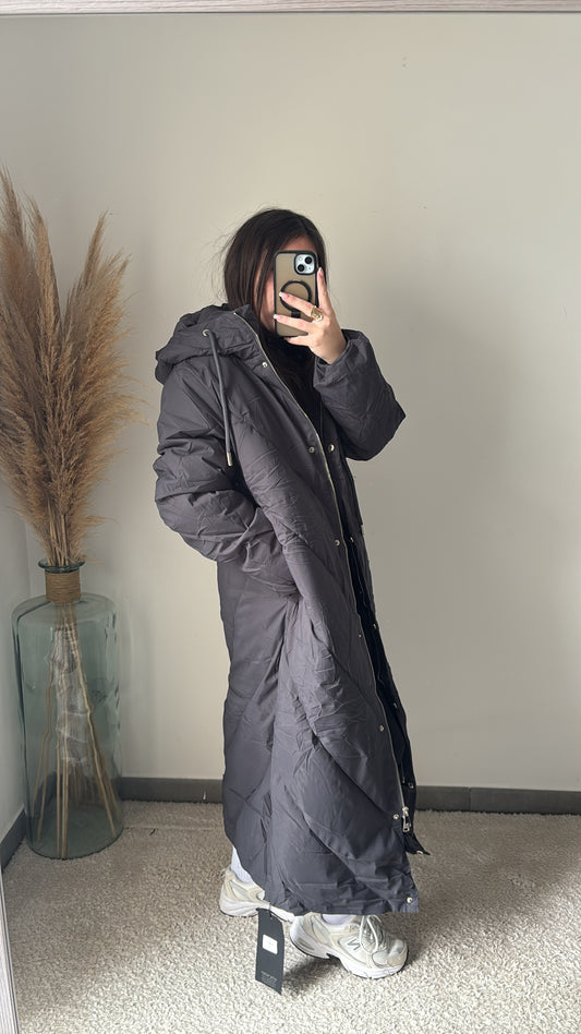 Doudoune longue grise