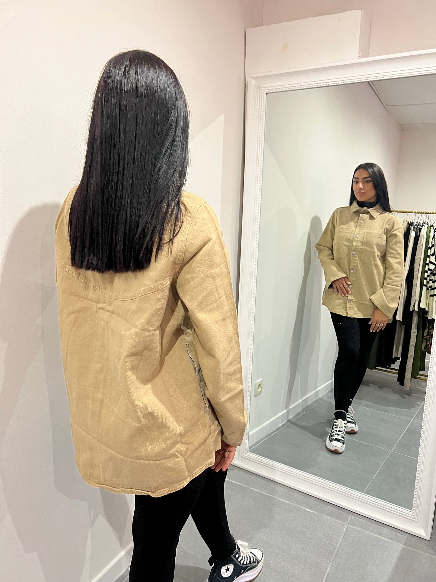 Veste chemise beige