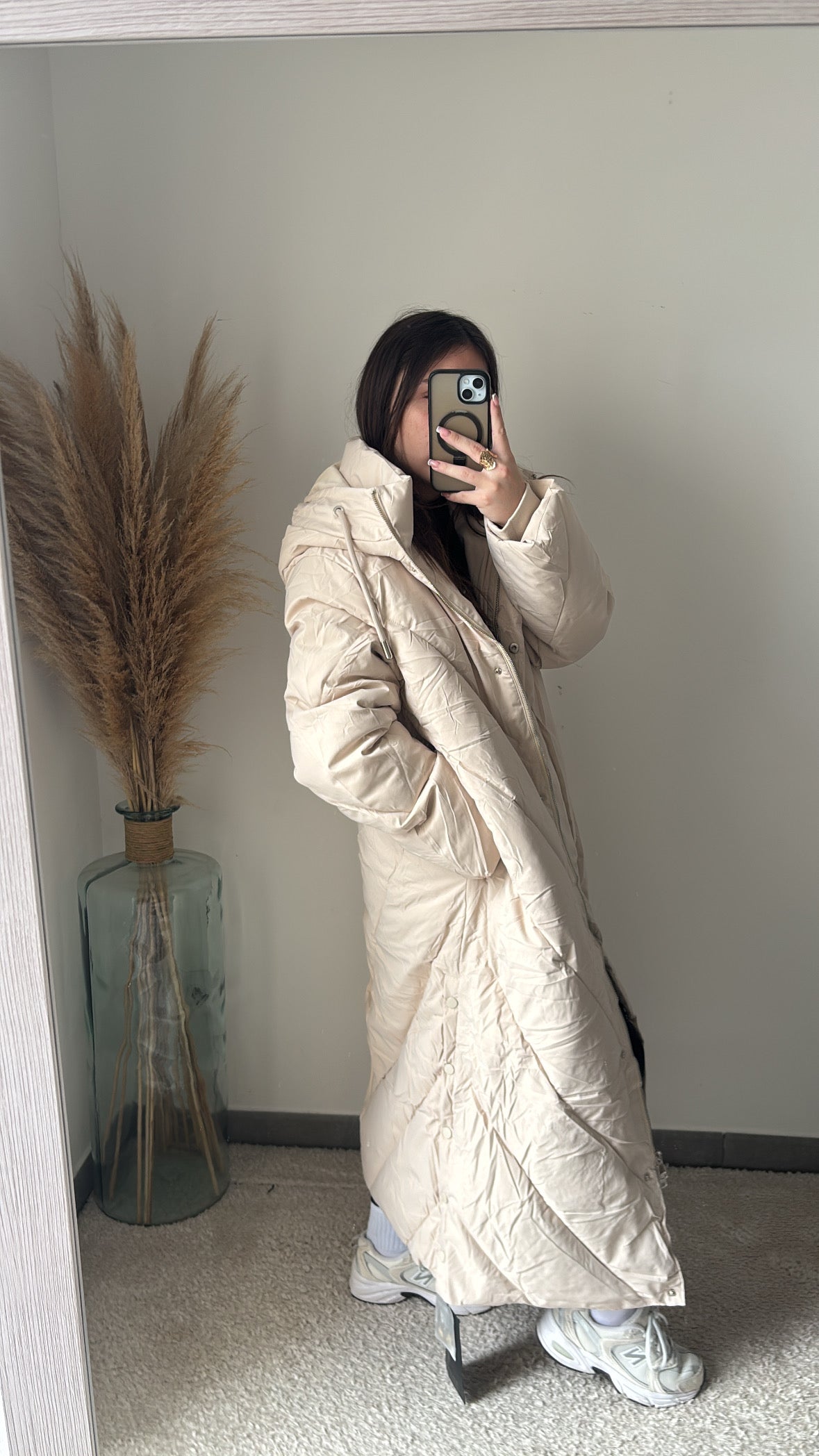 Doudoune longue beige