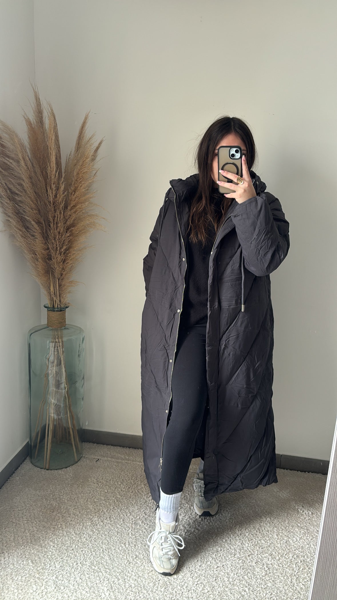 Doudoune longue grise